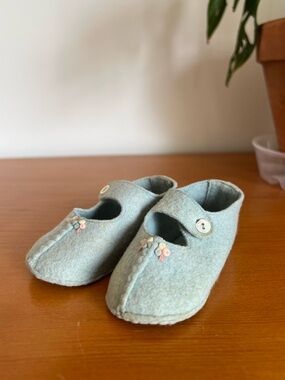 Vintage Handmade Embroidered Baby Shoes